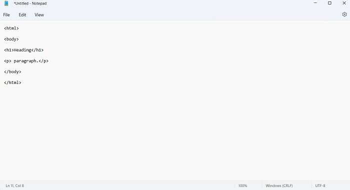 Create HTML file