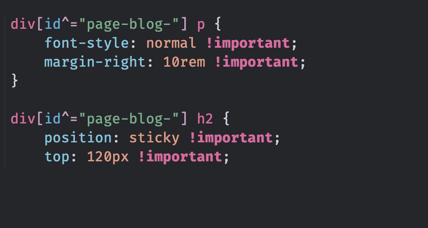 !important css style